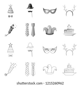 Isolated object of party and birthday icon. Set of party and celebration stock vector illustration.