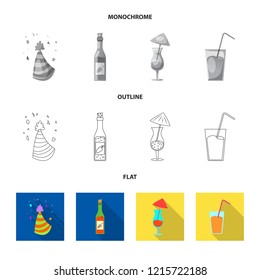 Isolated object of party and birthday icon. Collection of party and celebration stock symbol for web.