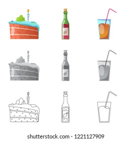 Isolated object of party and birthday icon. Collection of party and celebration stock symbol for web.