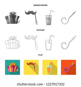 Isolated object of party and birthday icon. Collection of party and celebration vector icon for stock.