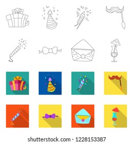 Isolated object of party and birthday icon. Collection of party and celebration vector icon for stock.