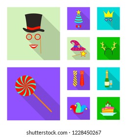 Isolated object of party and birthday icon. Set of party and celebration stock symbol for web.