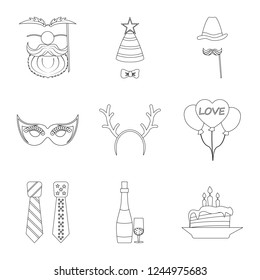 Isolated object of party and birthday icon. Set of party and celebration stock symbol for web.