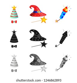 Isolated object of party and birthday icon. Collection of party and celebration vector icon for stock.