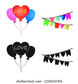 Isolated object of party and birthday icon. Collection of party and celebration stock symbol for web.