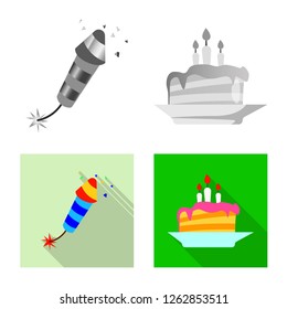 Isolated object of party and birthday icon. Collection of party and celebration vector icon for stock.