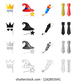 Isolated object of party and birthday icon. Set of party and celebration stock vector illustration.