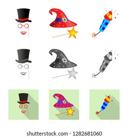Isolated object of party and birthday icon. Collection of party and celebration vector icon for stock.