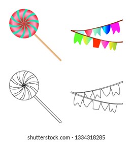 Isolated object of party and birthday icon. Set of party and celebration vector icon for stock.