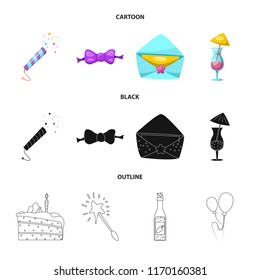 Isolated object of party and birthday logo. Collection of party and celebration stock symbol for web.