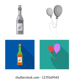 Isolated object of party and birthday logo. Set of party and celebration stock symbol for web.