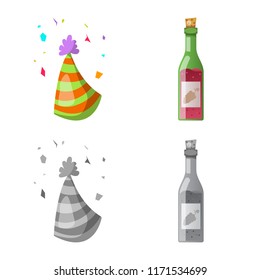 Isolated object of party and birthday logo. Set of party and celebration stock symbol for web.