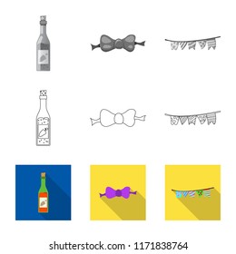 Isolated object of party and birthday logo. Collection of party and celebration stock vector illustration.