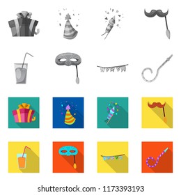 Isolated object of party and birthday logo. Collection of party and celebration stock symbol for web.