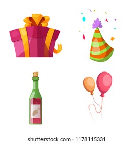 Isolated object of party and birthday logo. Set of party and celebration stock vector illustration.
