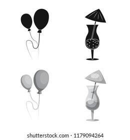 Isolated object of party and birthday logo. Collection of party and celebration stock vector illustration.