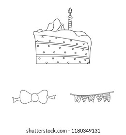 Isolated object of party and birthday logo. Collection of party and celebration stock symbol for web.