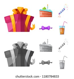 Isolated object of party and birthday logo. Set of party and celebration vector icon for stock.