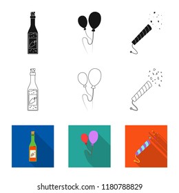 Isolated object of party and birthday logo. Collection of party and celebration vector icon for stock.