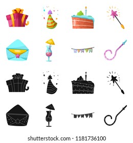 Isolated object of party and birthday logo. Collection of party and celebration stock symbol for web.