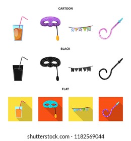 Isolated object of party and birthday logo. Collection of party and celebration stock symbol for web.