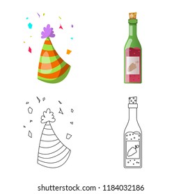 Isolated object of party and birthday logo. Collection of party and celebration stock symbol for web.