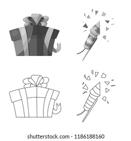 Isolated object of party and birthday logo. Set of party and celebration stock symbol for web.