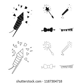 Isolated object of party and birthday logo. Collection of party and celebration stock symbol for web.