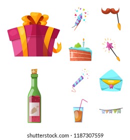 Isolated object of party and birthday logo. Collection of party and celebration stock vector illustration.