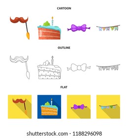 Isolated object of party and birthday logo. Collection of party and celebration stock symbol for web.