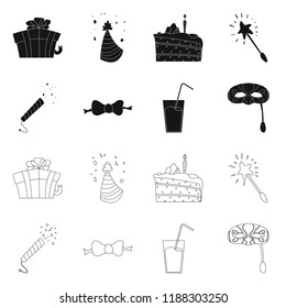 Isolated object of party and birthday logo. Set of party and celebration stock vector illustration.