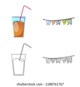 Isolated object of party and birthday logo. Set of party and celebration vector icon for stock.