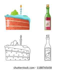 Isolated object of party and birthday logo. Set of party and celebration stock symbol for web.