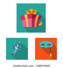 Isolated object of party and birthday logo. Set of party and celebration stock symbol for web.