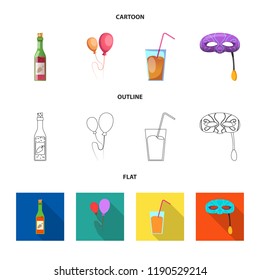 Isolated object of party and birthday logo. Collection of party and celebration vector icon for stock.