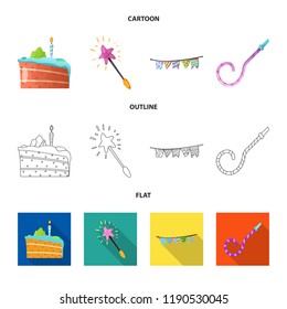 Isolated object of party and birthday logo. Collection of party and celebration stock symbol for web.