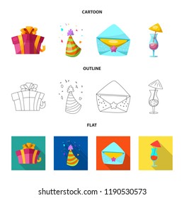 Isolated object of party and birthday logo. Collection of party and celebration stock symbol for web.