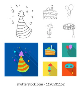 Isolated object of party and birthday logo. Set of party and celebration vector icon for stock.