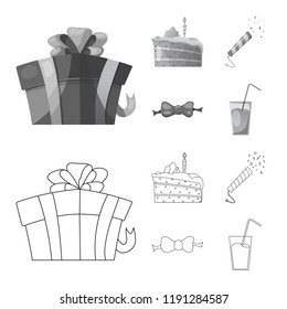 Isolated object of party and birthday logo. Set of party and celebration stock symbol for web.