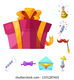 Isolated object of party and birthday logo. Collection of party and celebration stock vector illustration.