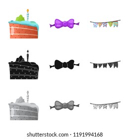 Isolated object of party and birthday logo. Set of party and celebration stock symbol for web.