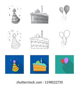 Isolated object of party and birthday logo. Set of party and celebration vector icon for stock.
