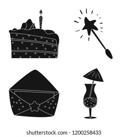 Isolated object of party and birthday logo. Set of party and celebration vector icon for stock.