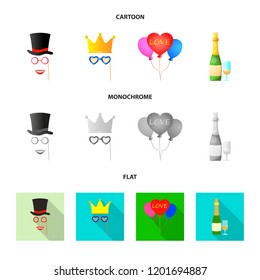 Isolated object of party and birthday logo. Set of party and celebration stock vector illustration.