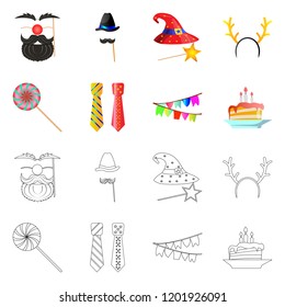 Isolated object of party and birthday logo. Collection of party and celebration stock vector illustration.