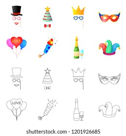 Isolated object of party and birthday logo. Collection of party and celebration stock symbol for web.