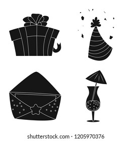 Isolated object of party and birthday logo. Collection of party and celebration vector icon for stock.