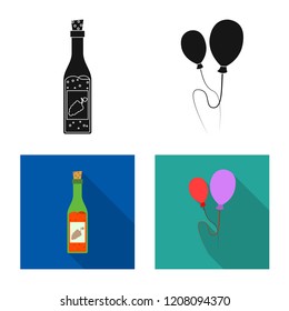 Isolated object of party and birthday logo. Set of party and celebration stock vector illustration.