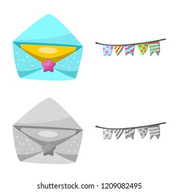 Isolated object of party and birthday logo. Set of party and celebration stock symbol for web.