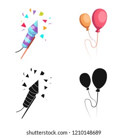 Isolated object of party and birthday logo. Collection of party and celebration vector icon for stock.